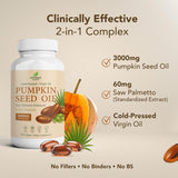 Botanique Heaven Pumpkin Seed Oil & Saw Palmetto Softgels with measuring spoon