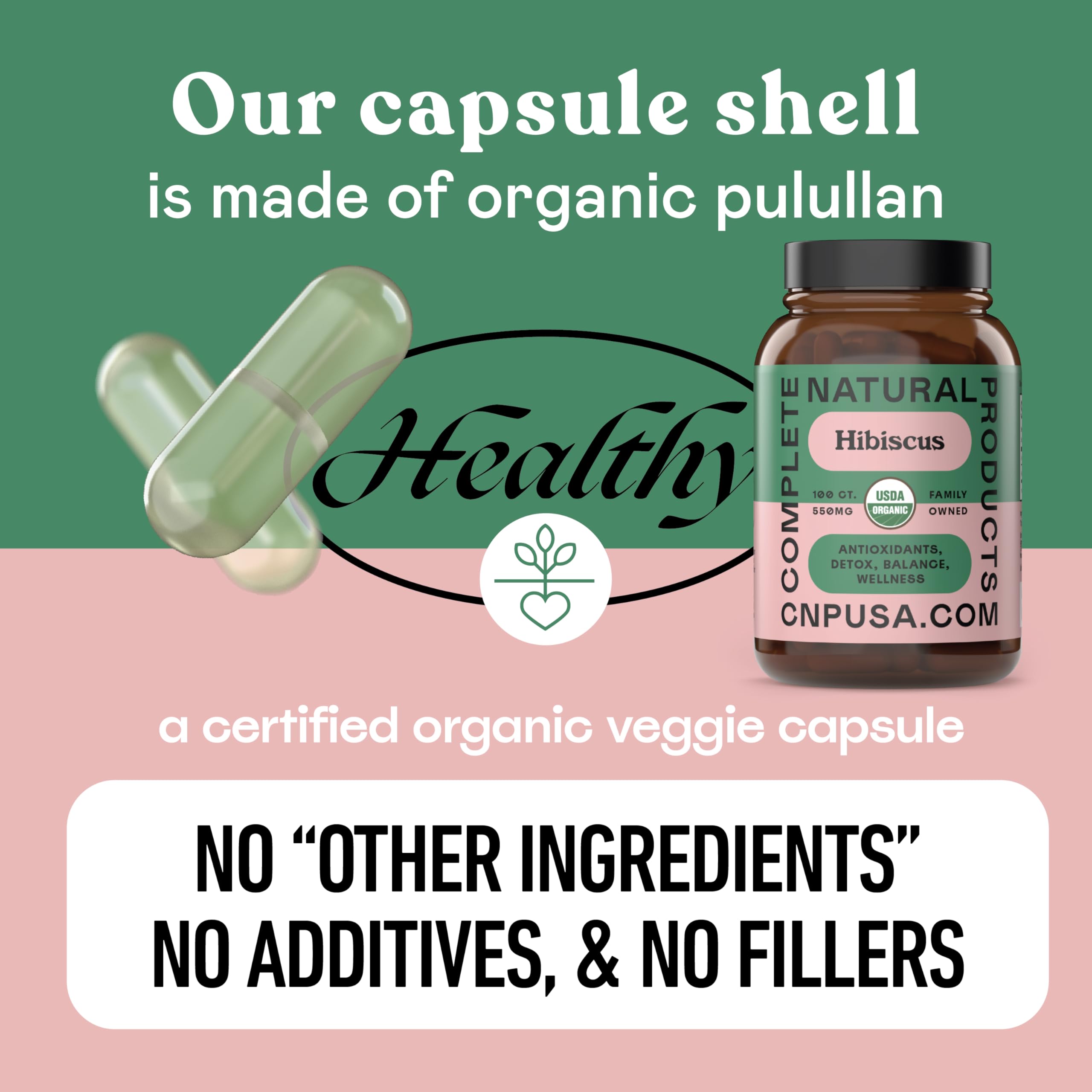 Bottle of Complete Natural Products Hibiscus Capsules
