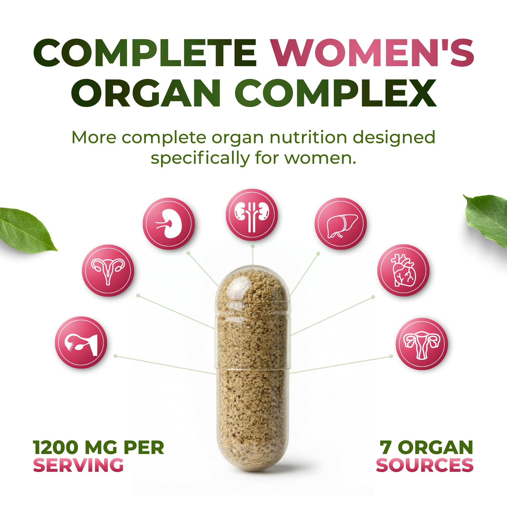 Bottle of ForestLeaf Women's Beef Organ Complex side view