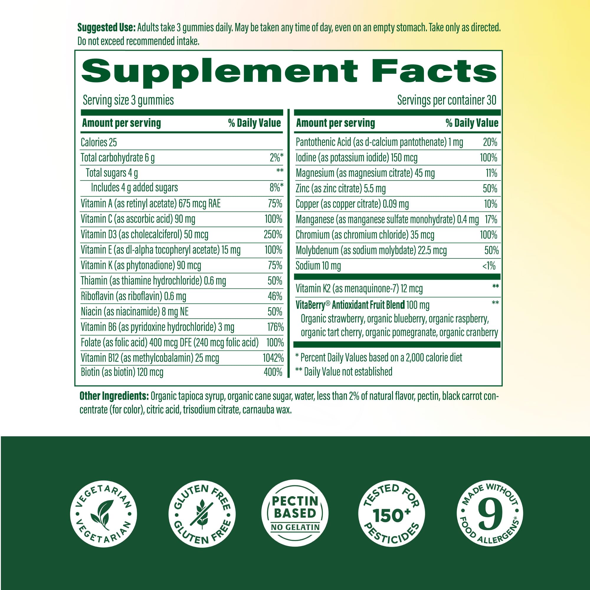 Bottle of MegaFood Women's 55+ Multivitamin Gummies with label
