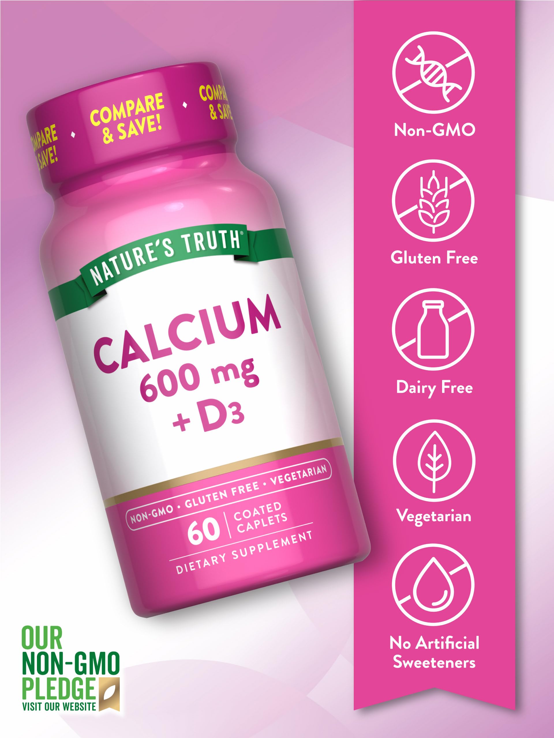 Bottle of Nature's Truth Calcium 500mg with Vitamin D3