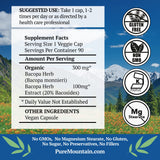 Bottle of Pure Mountain Botanicals Bacopa Monnieri with label