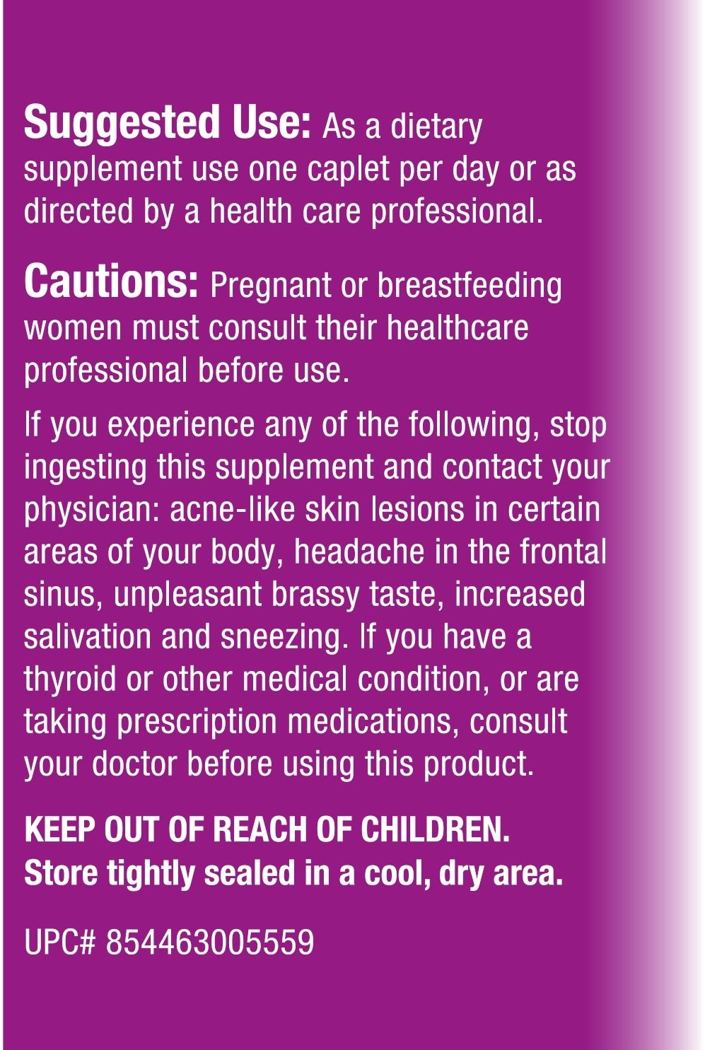 Bottle of Relentless Improvement Iodine Supplement with caplets
