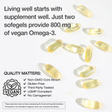 Bottle of VEGEPOWER Algae Omega-3 DHA supplements side view