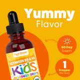 Bottle of Vitamin D3 K2 Liquid Drops with dropper