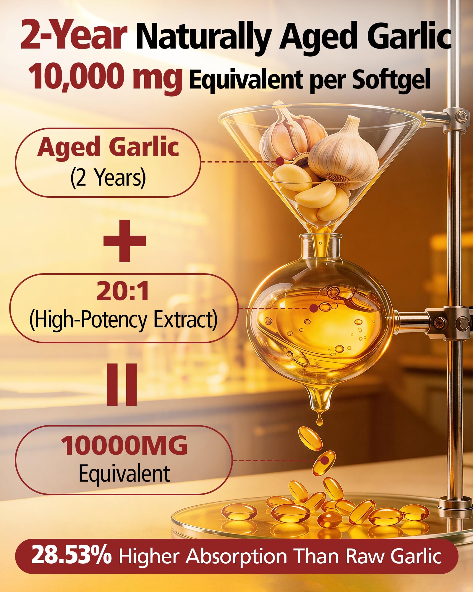 Bottle of WBSQL Aged Garlic Extract Softgels side view