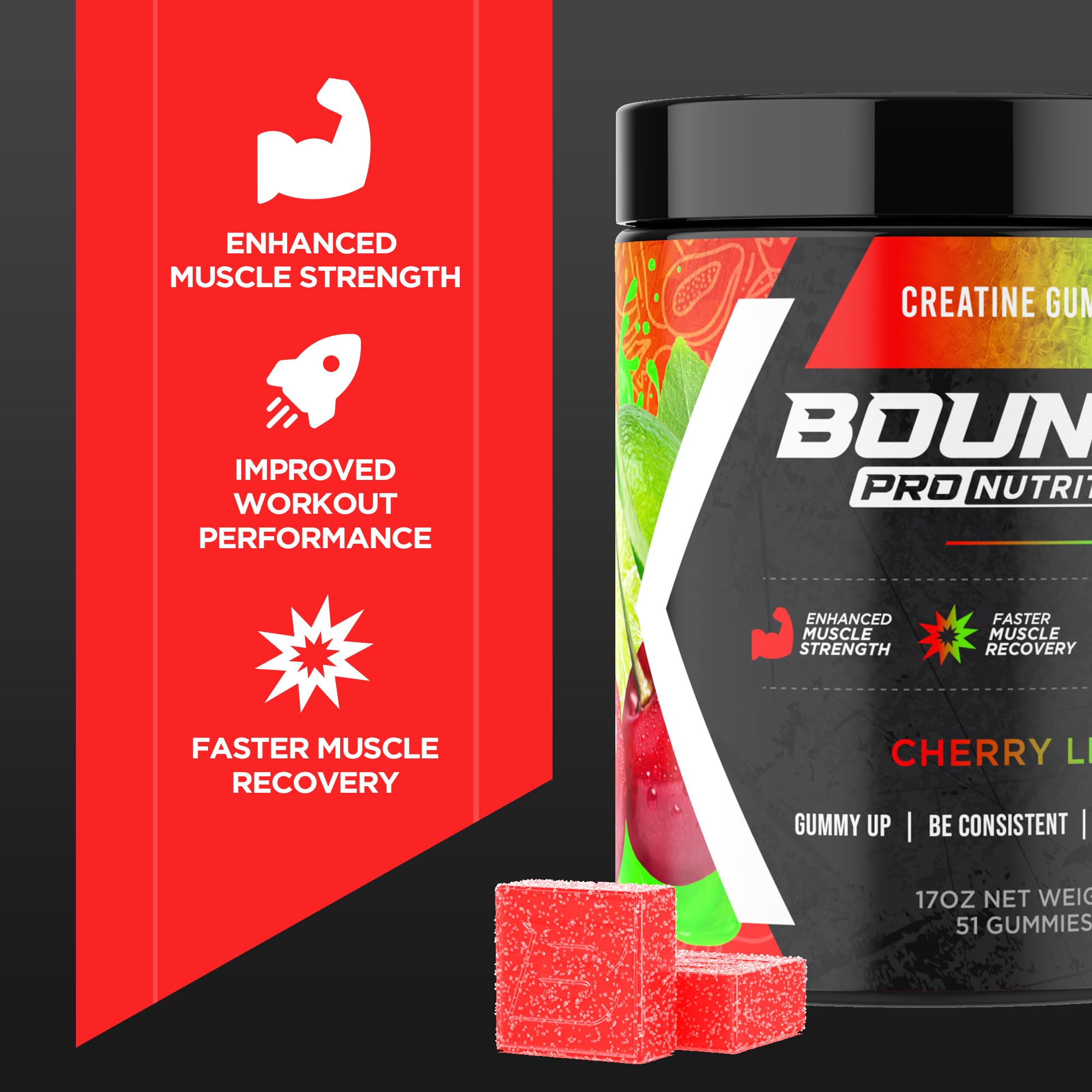 Bounce Pro Creatine Gummies nutritional information
