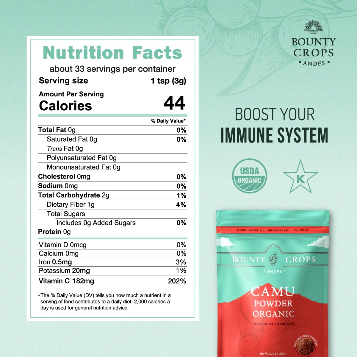 Bounty Crops Blended Vitamin & Mineral Supplement 100g packaging