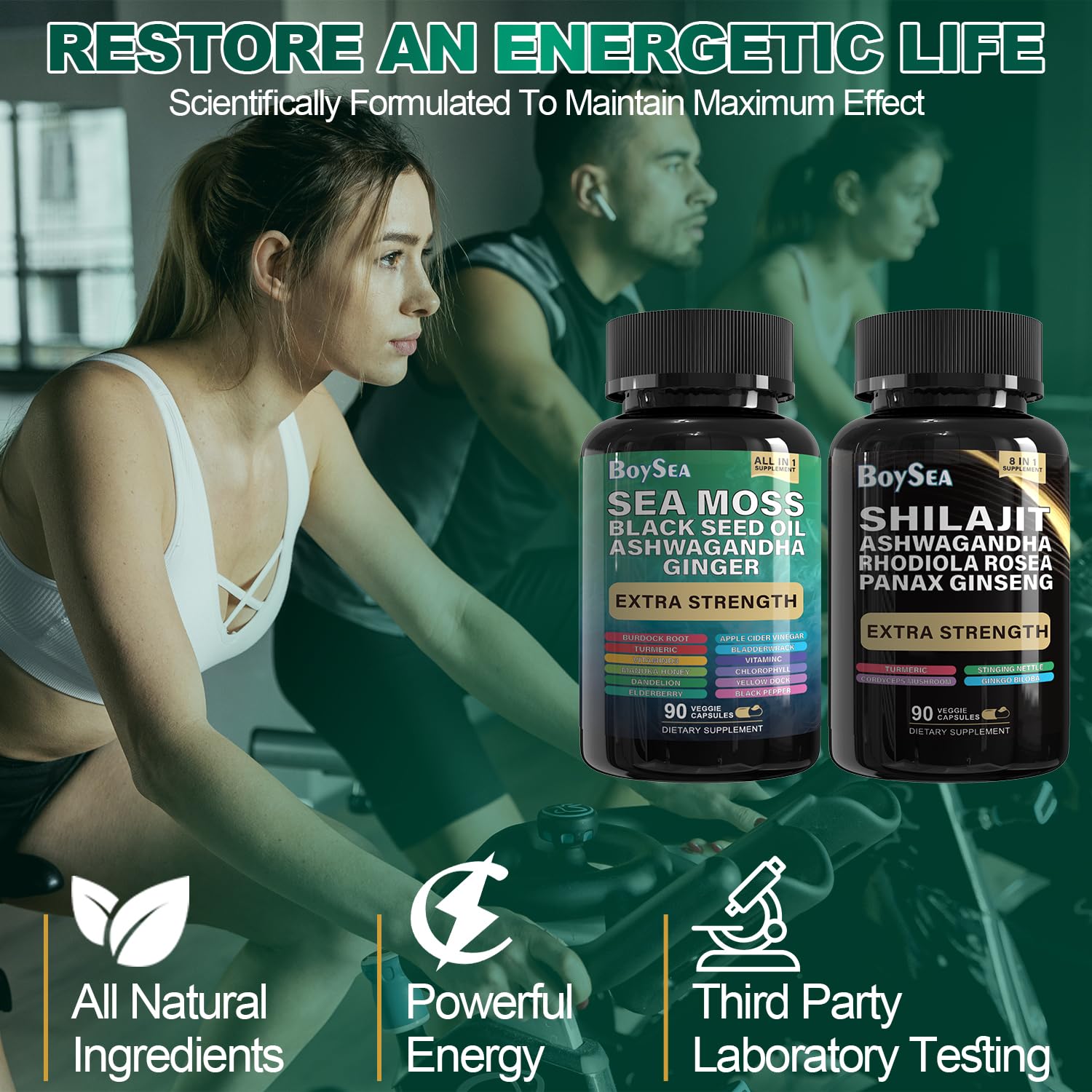 Boysea Shilajit and Sea Moss capsules side view