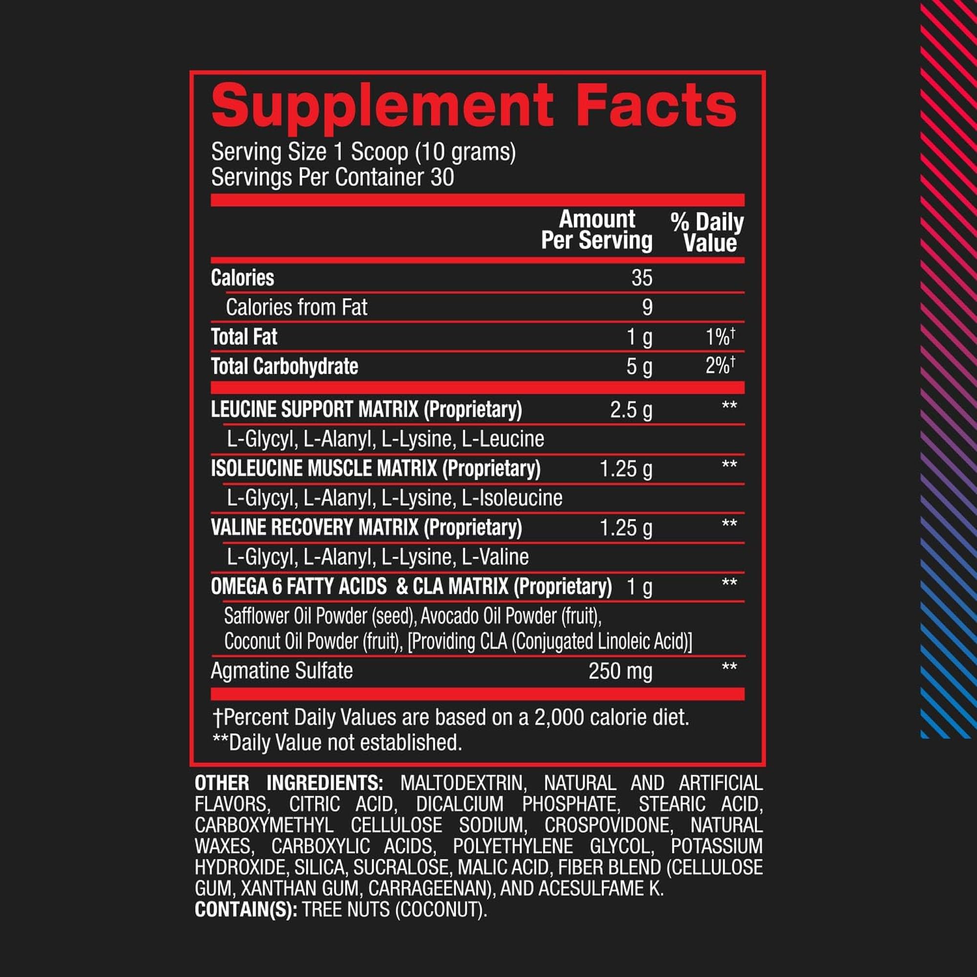 BPI Sports BCAA 300g close-up of ingredients