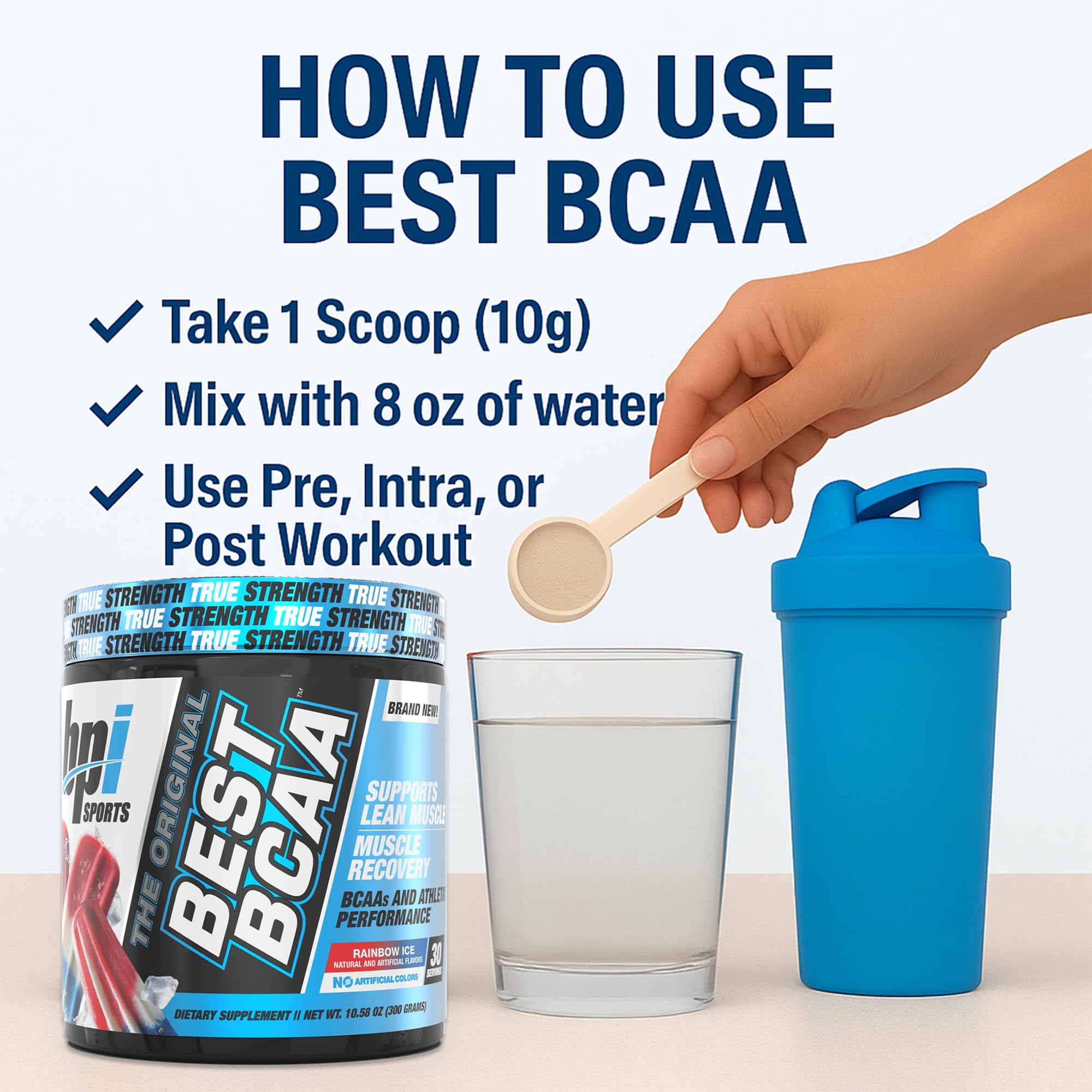 BPI Sports BCAA 300g mixed in a shaker