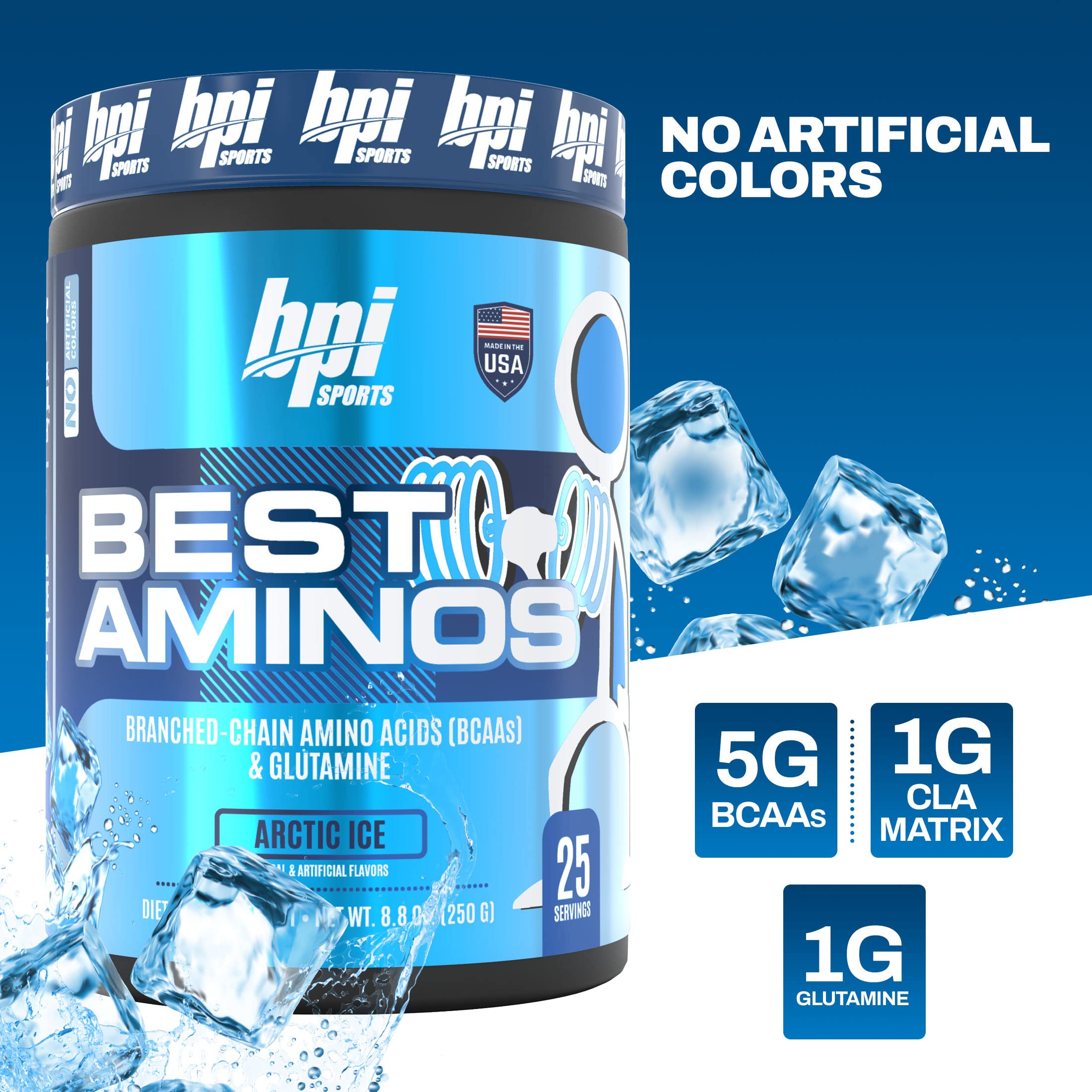 BPI Sports Best Aminos Muscle use Powder back view with ingredients