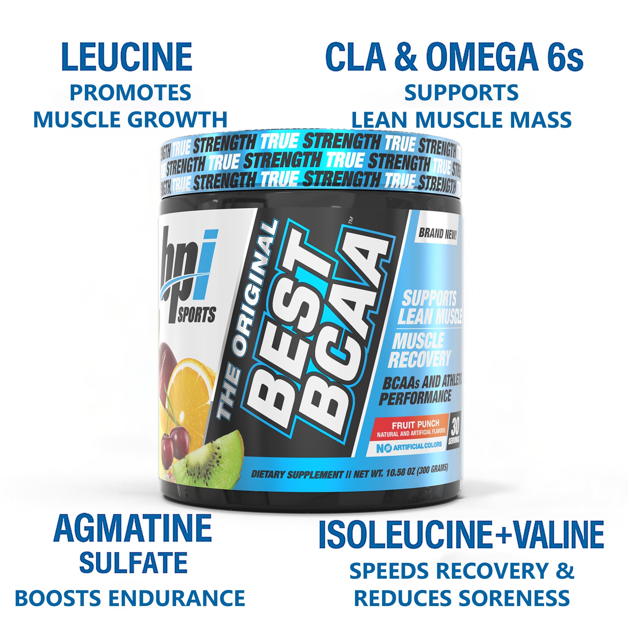 BPI Sports Best BCAA 300g Fruit Punch Powder side view