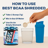 BPI Sports Best BCAA Amino Acids Powder on a gym bench