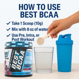 BPI Sports Best BCAA Grape Powder on gym equipment