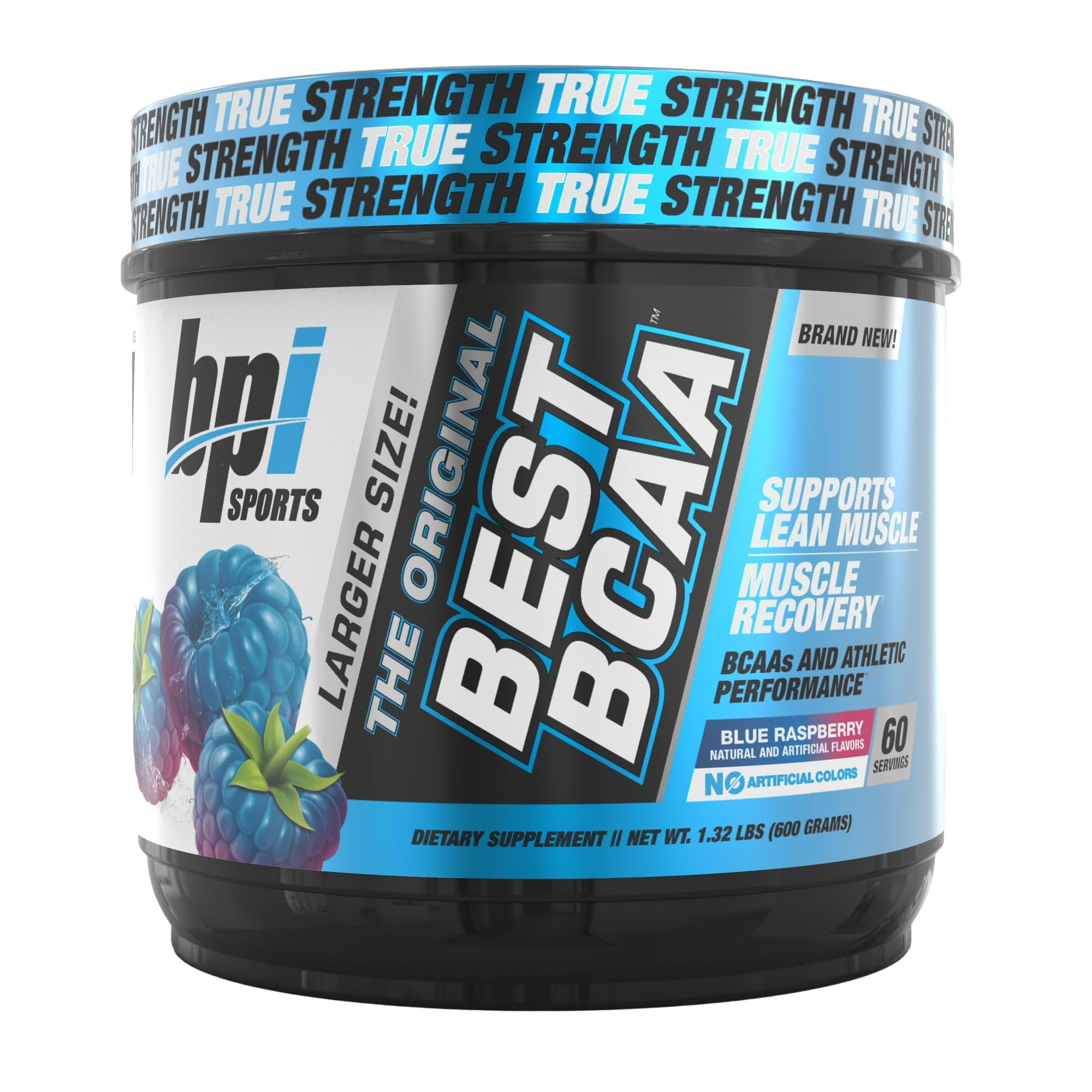 BPI Sports Best BCAA Powder Blue Raspberry 599g front view