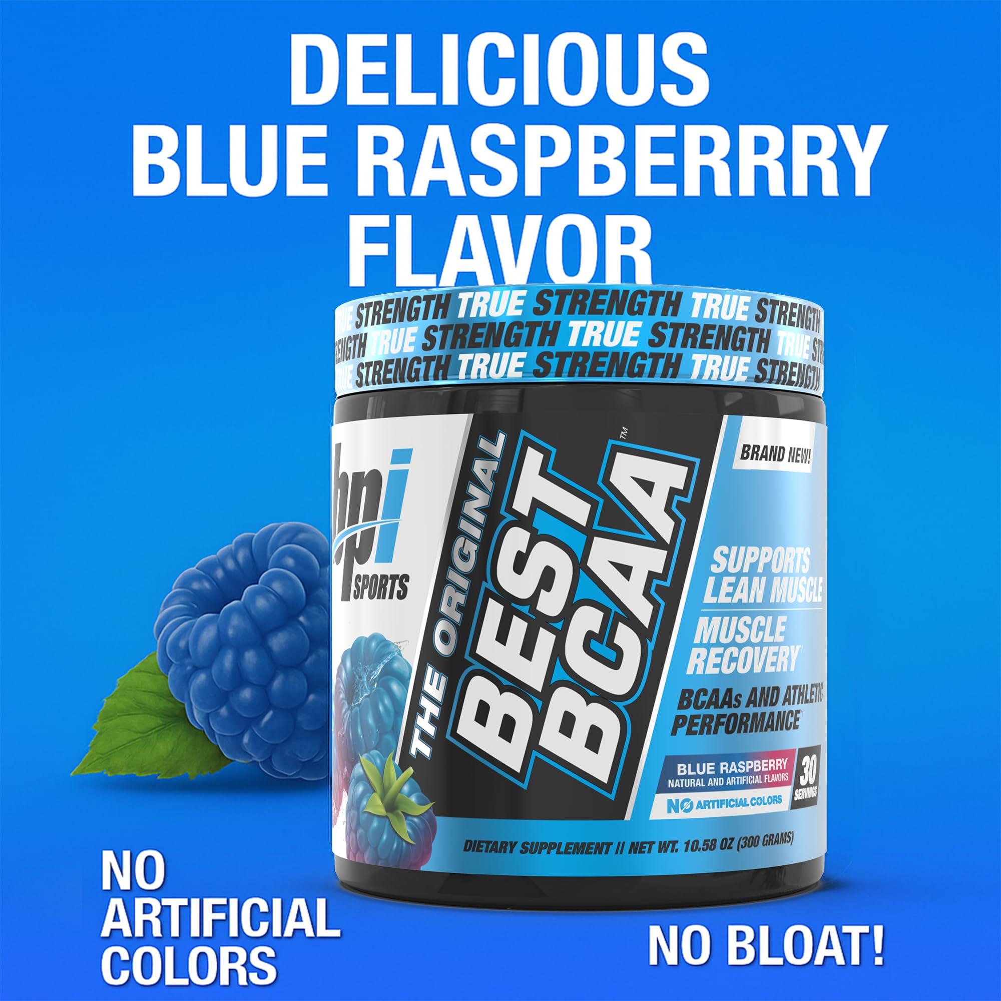 BPI Sports Best BCAA Powder Blue Raspberry 599g packaging