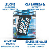 BPI Sports Best BCAA Powder Blue Raspberry 599g side view