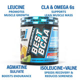 BPI Sports Best BCAA Powder Fruit Punch scoop and powder