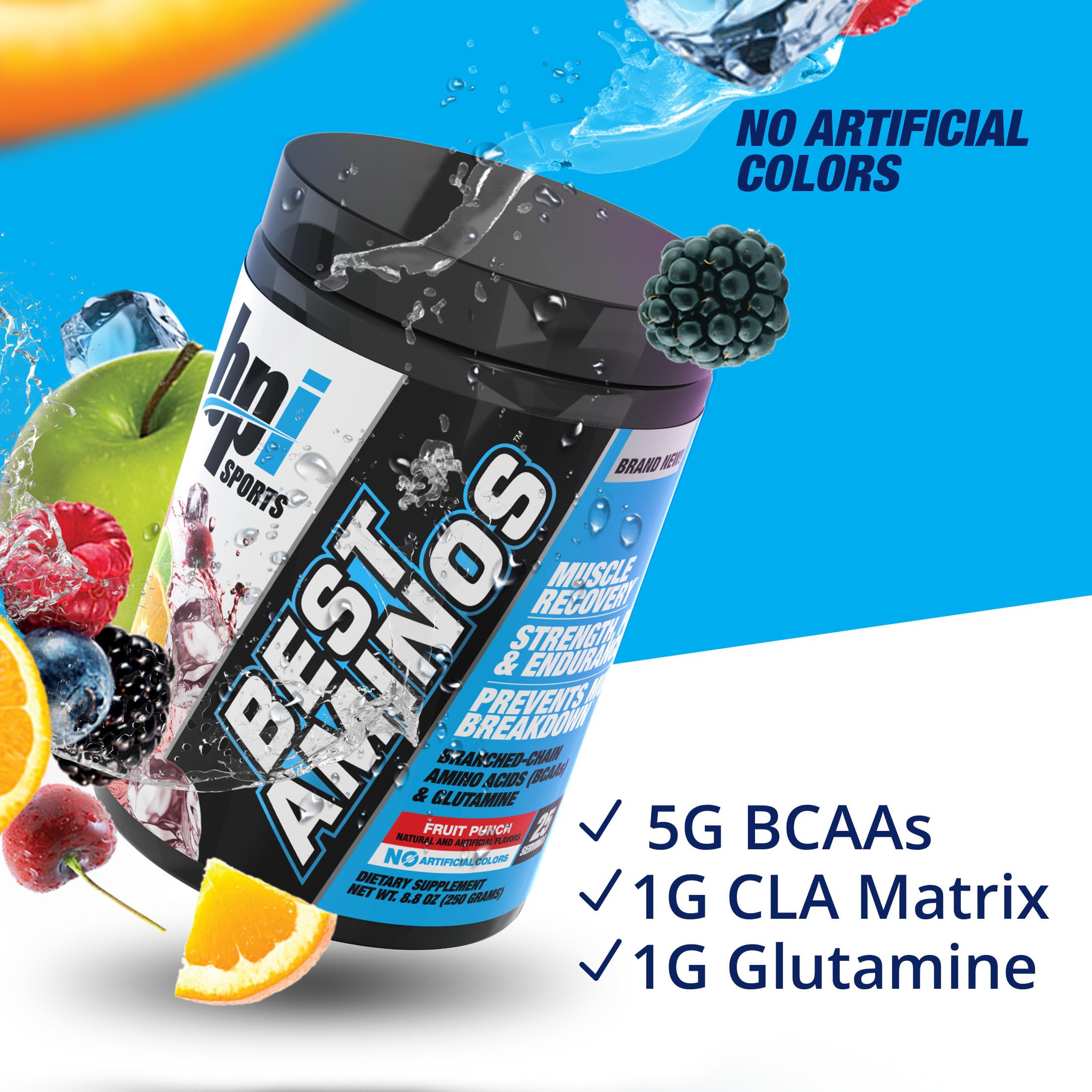 BPI Sports Best BCAA Powder in a glass of water