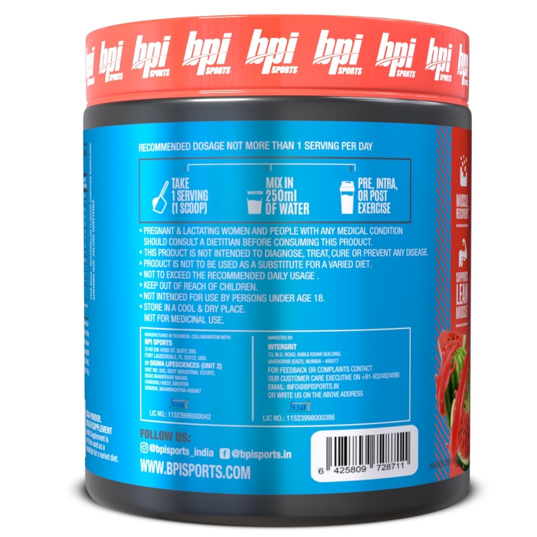 BPI Sports Best BCAA Watermelon Ice 300g powder mixed in water
