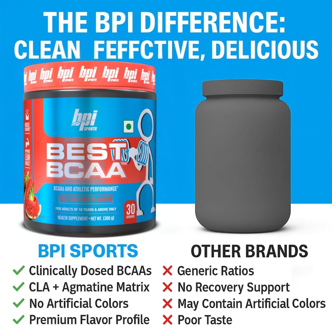 BPI Sports Best BCAA Watermelon Ice 300g powder with scoop