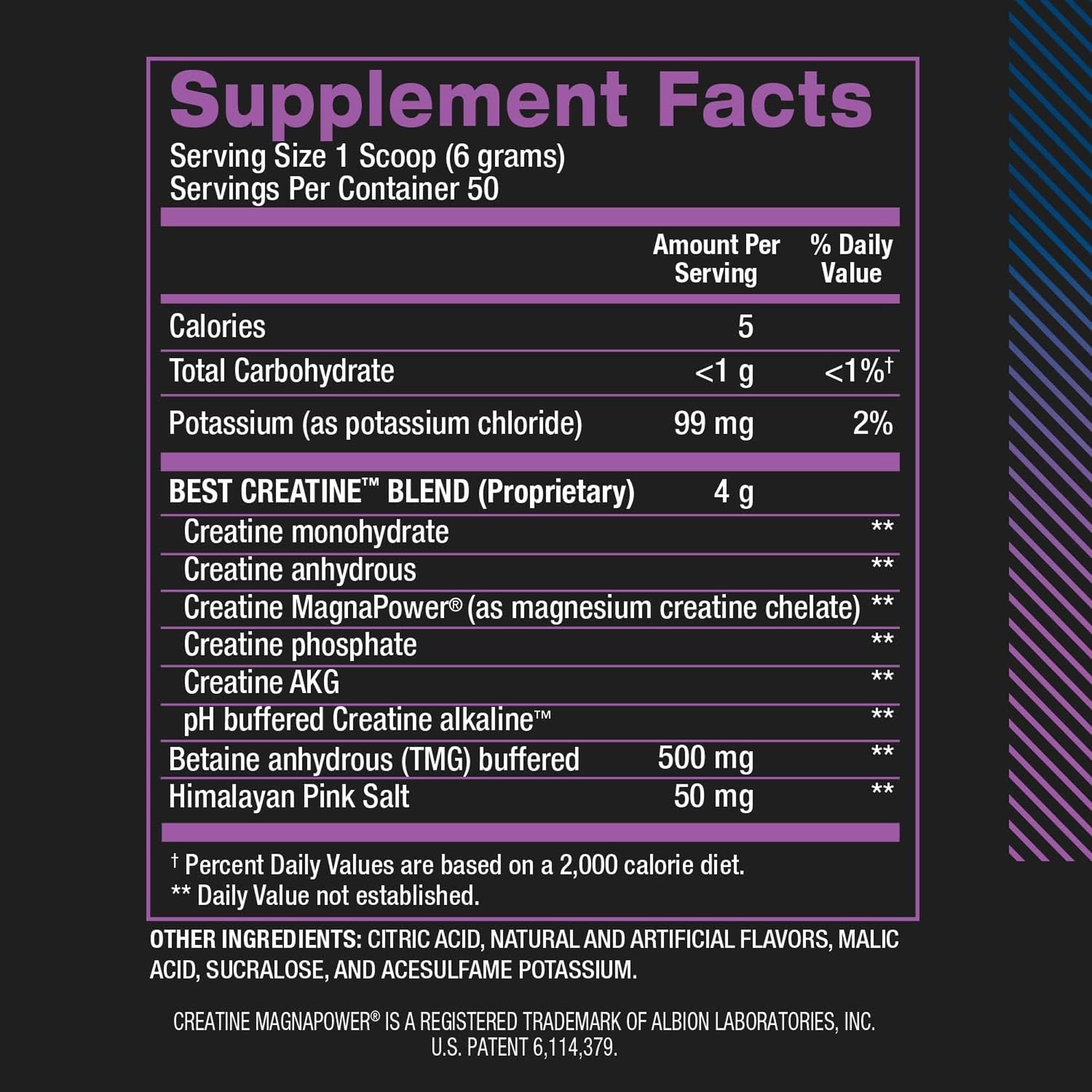 BPI Sports BEST CREATINE 272g packaging back view
