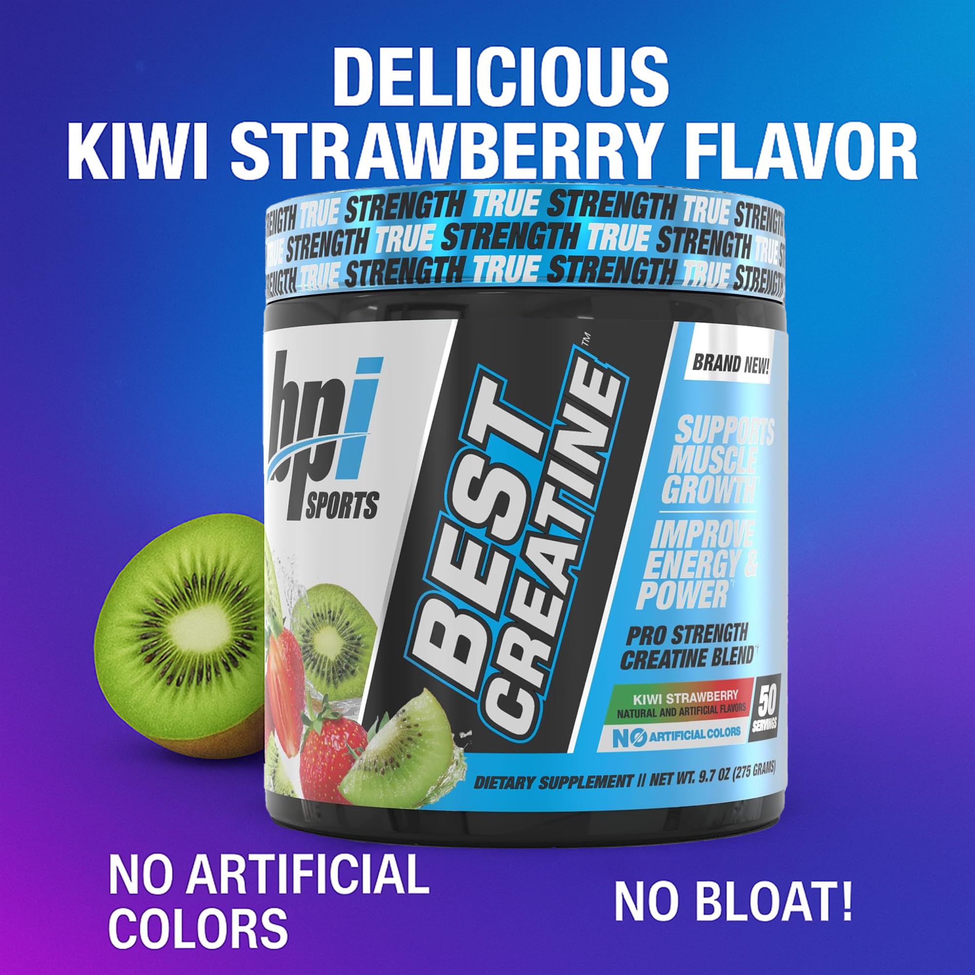 BPI Sports Best Creatine 331g side view showing nutritional information