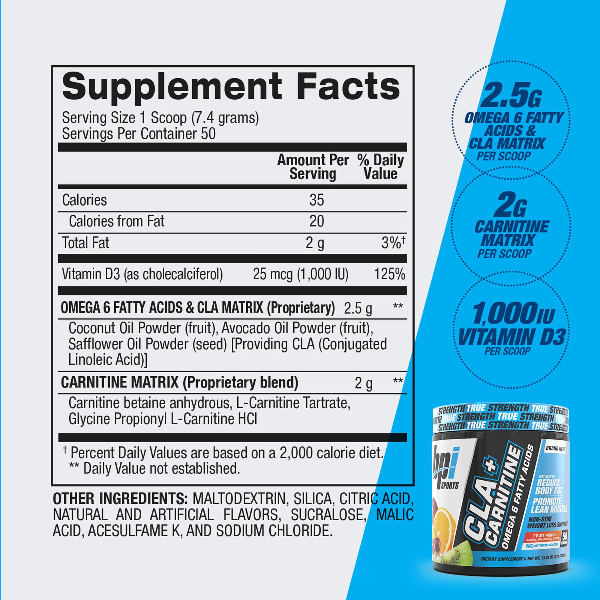 BPI Sports CLA + Carnitine 272g mixed in a glass of water