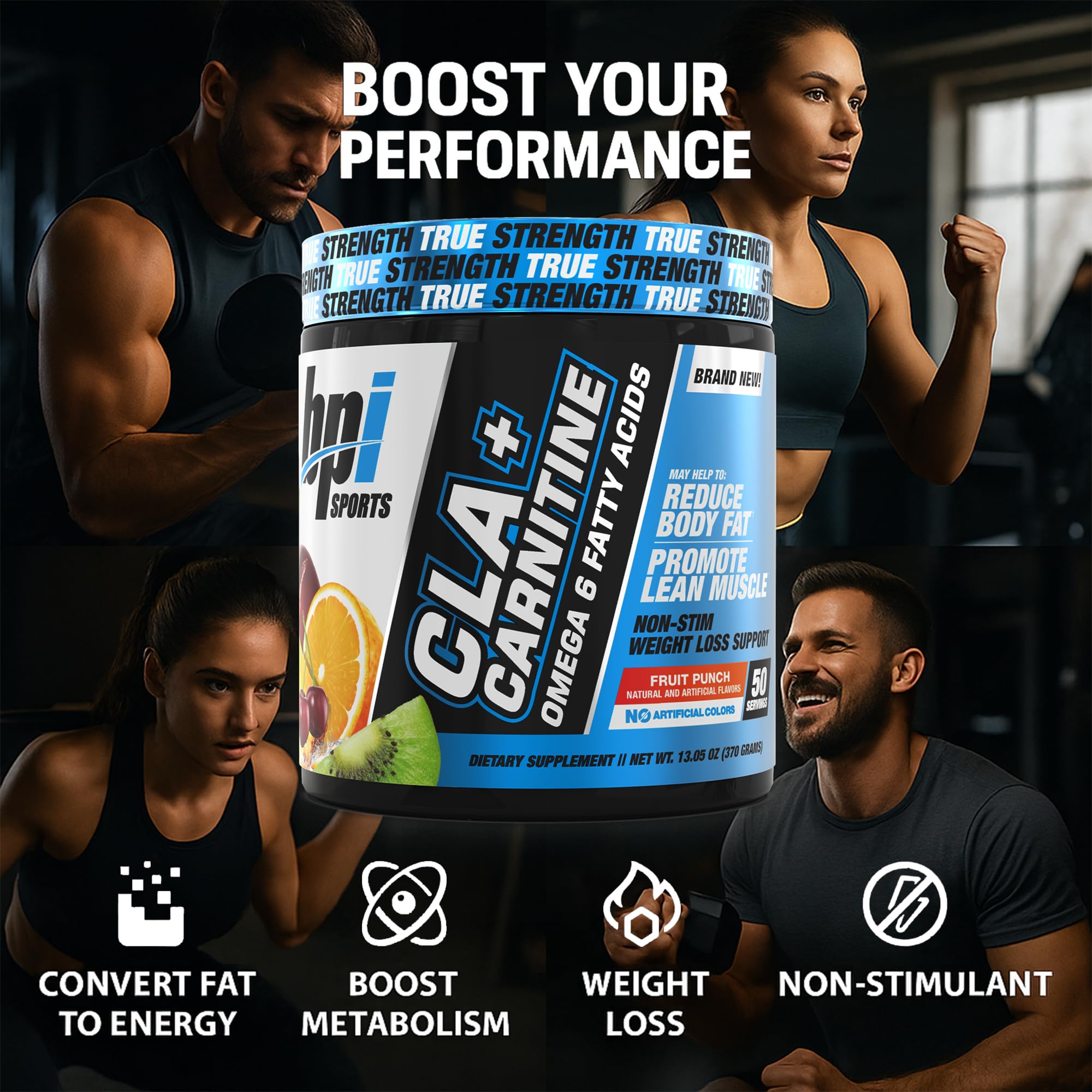 BPI Sports CLA + Carnitine 272g scoop with powder