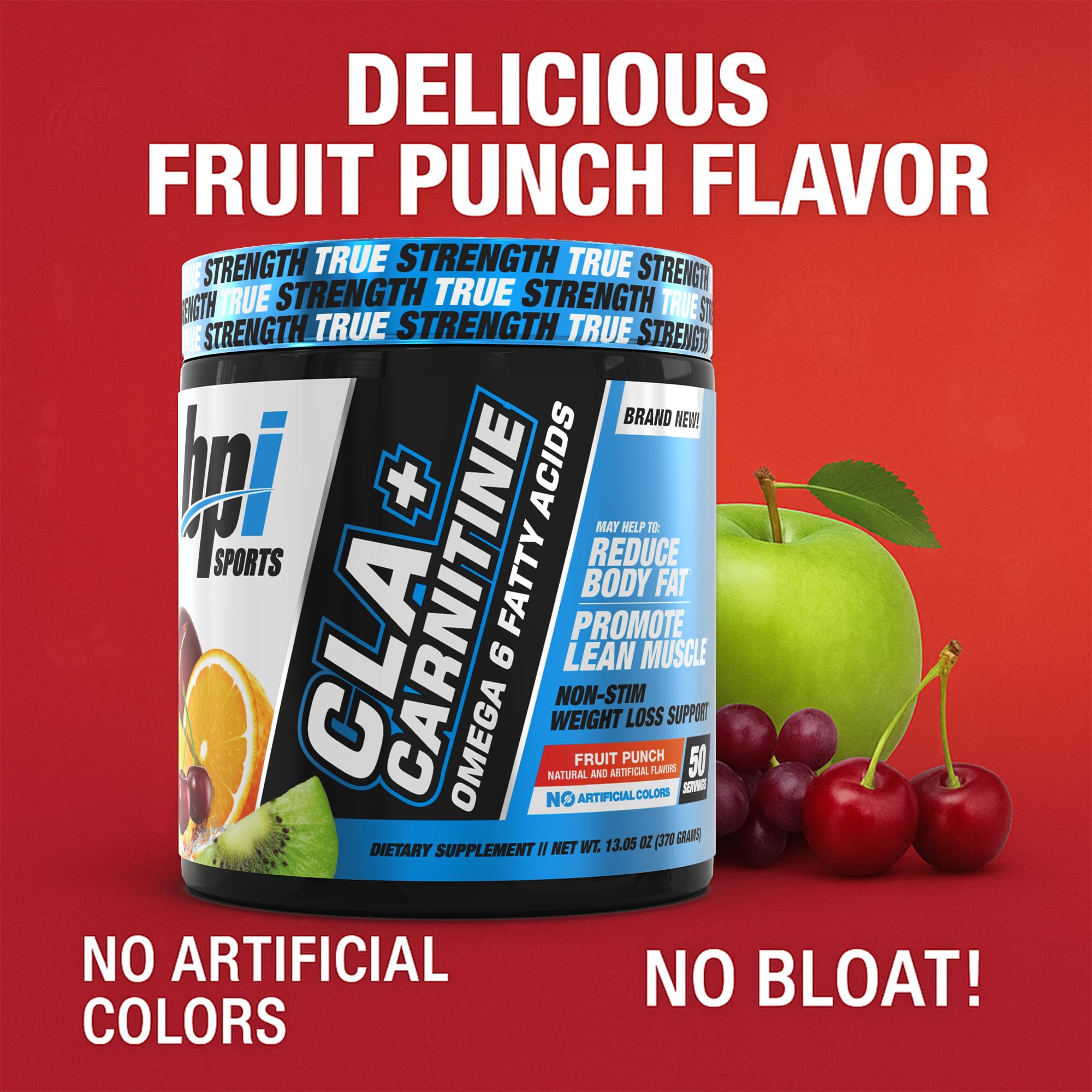 BPI Sports CLA + Carnitine 272g side view showing packaging details
