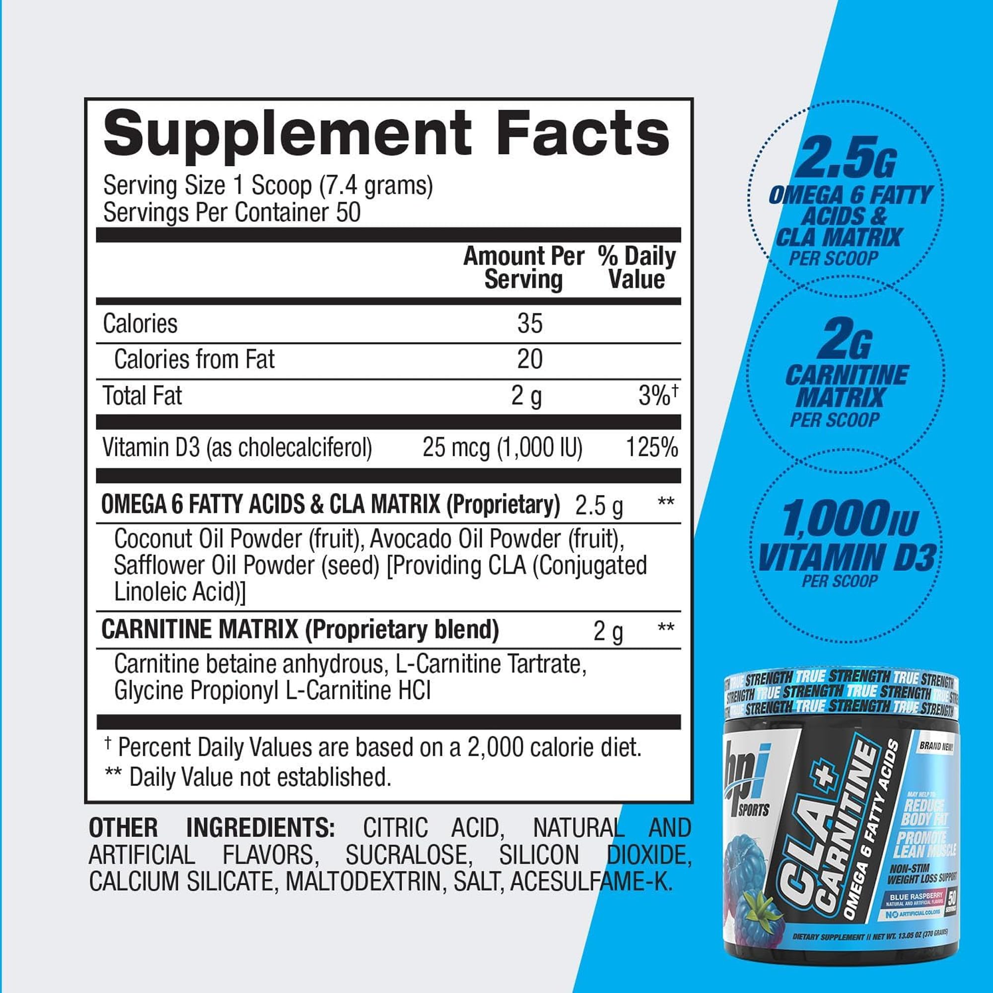 BPI Sports CLA L-Carnitine Supplement ingredients list