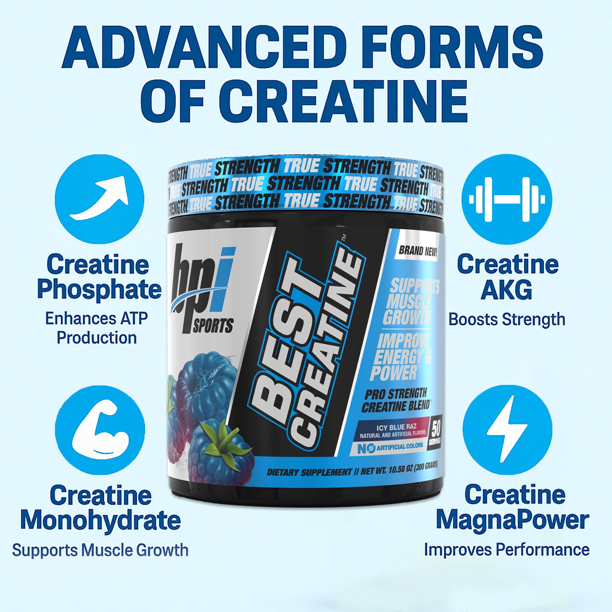 BPI Sports Creatine Powder 272g back view with ingredient list