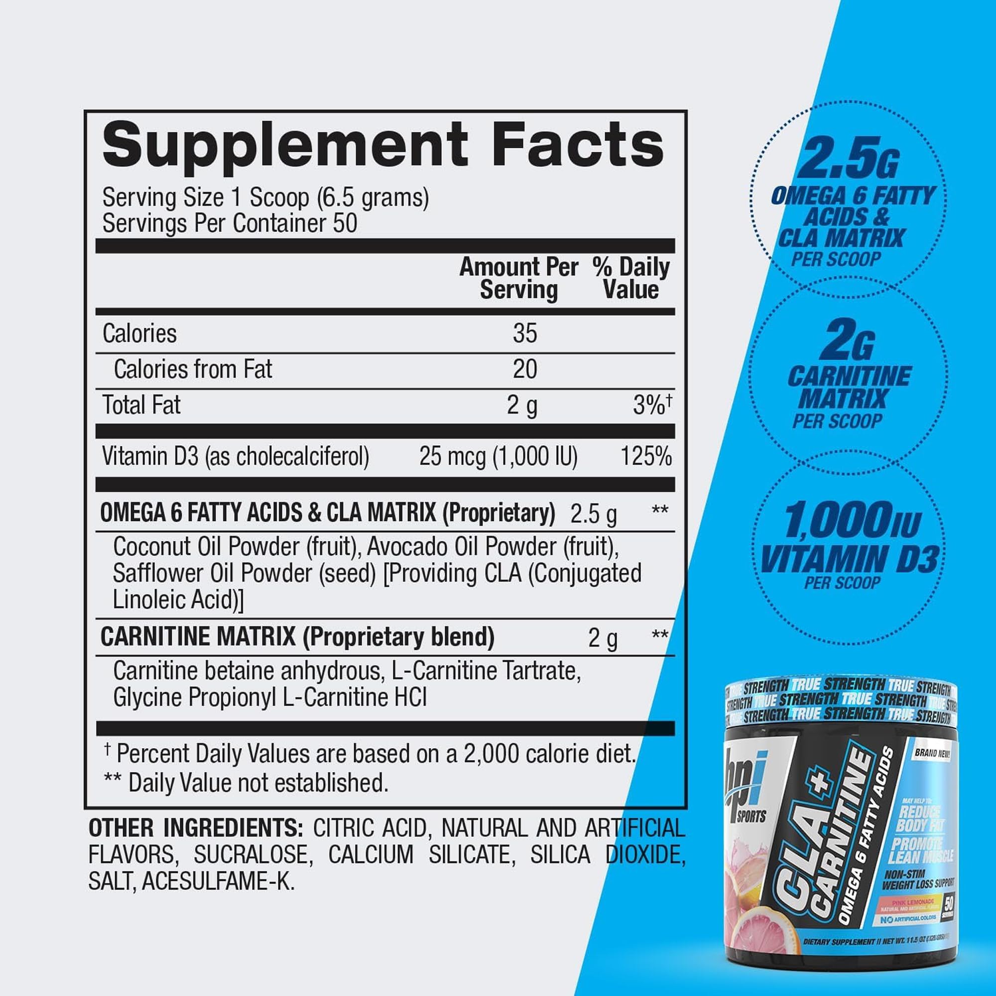 BPI Sports L-Carnitine 390g nutritional information