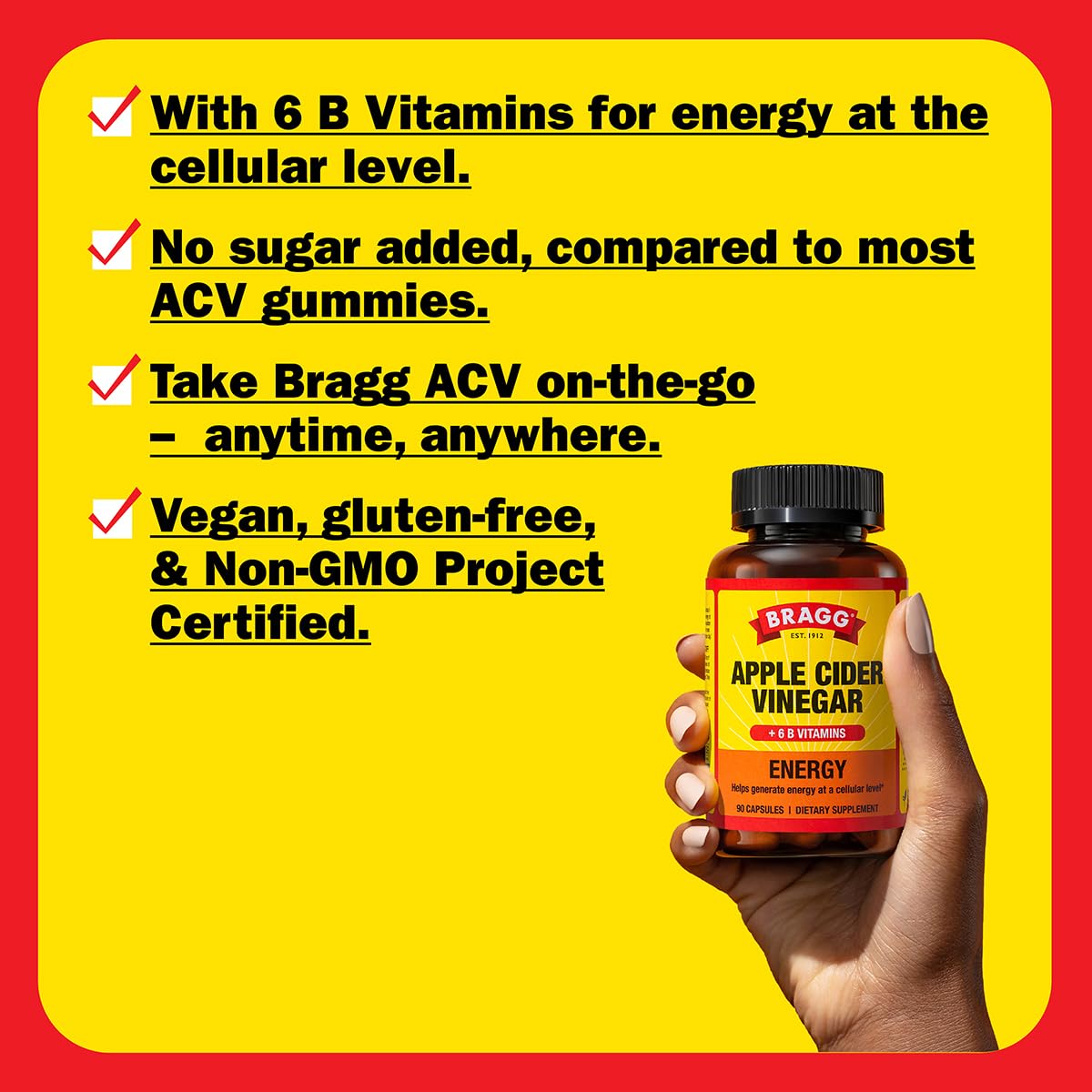 Bragg ACV Capsules 100g back view with ingredient list
