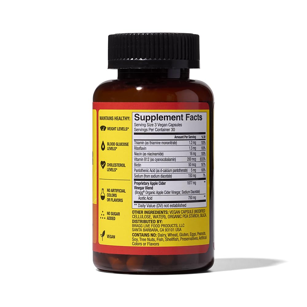 Bragg ACV Capsules 100g packaging details