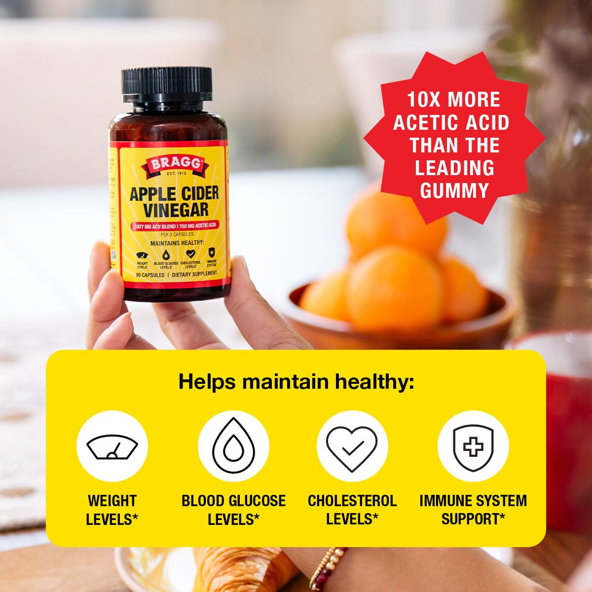 Bragg ACV Capsules 100g side view showing label