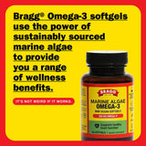 Bragg Omega-3 Softgels side view showing capsule size