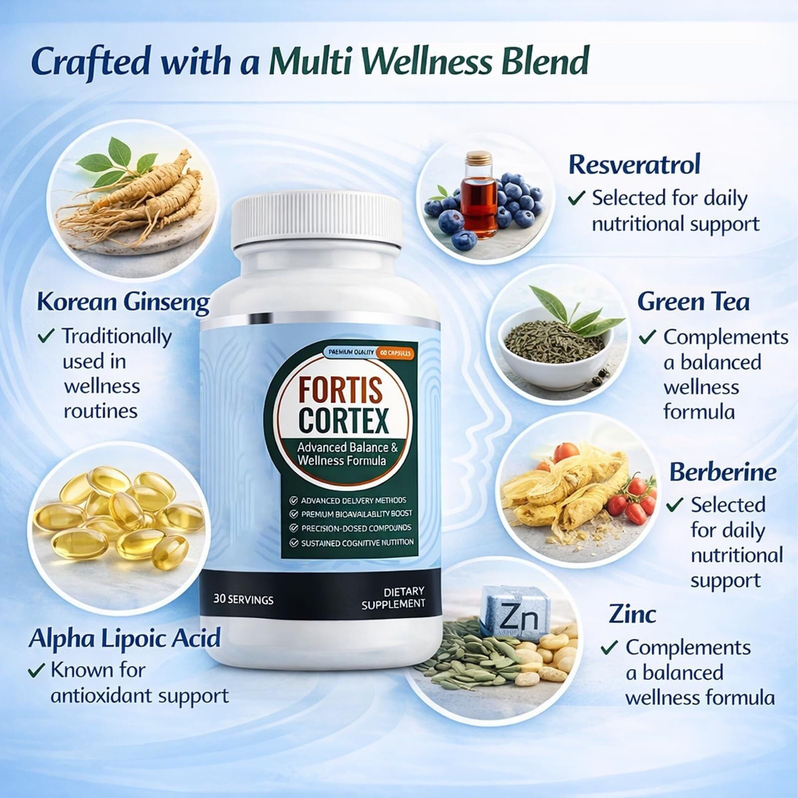 Brain Balance Stay Healthy supplement side view with dimensions