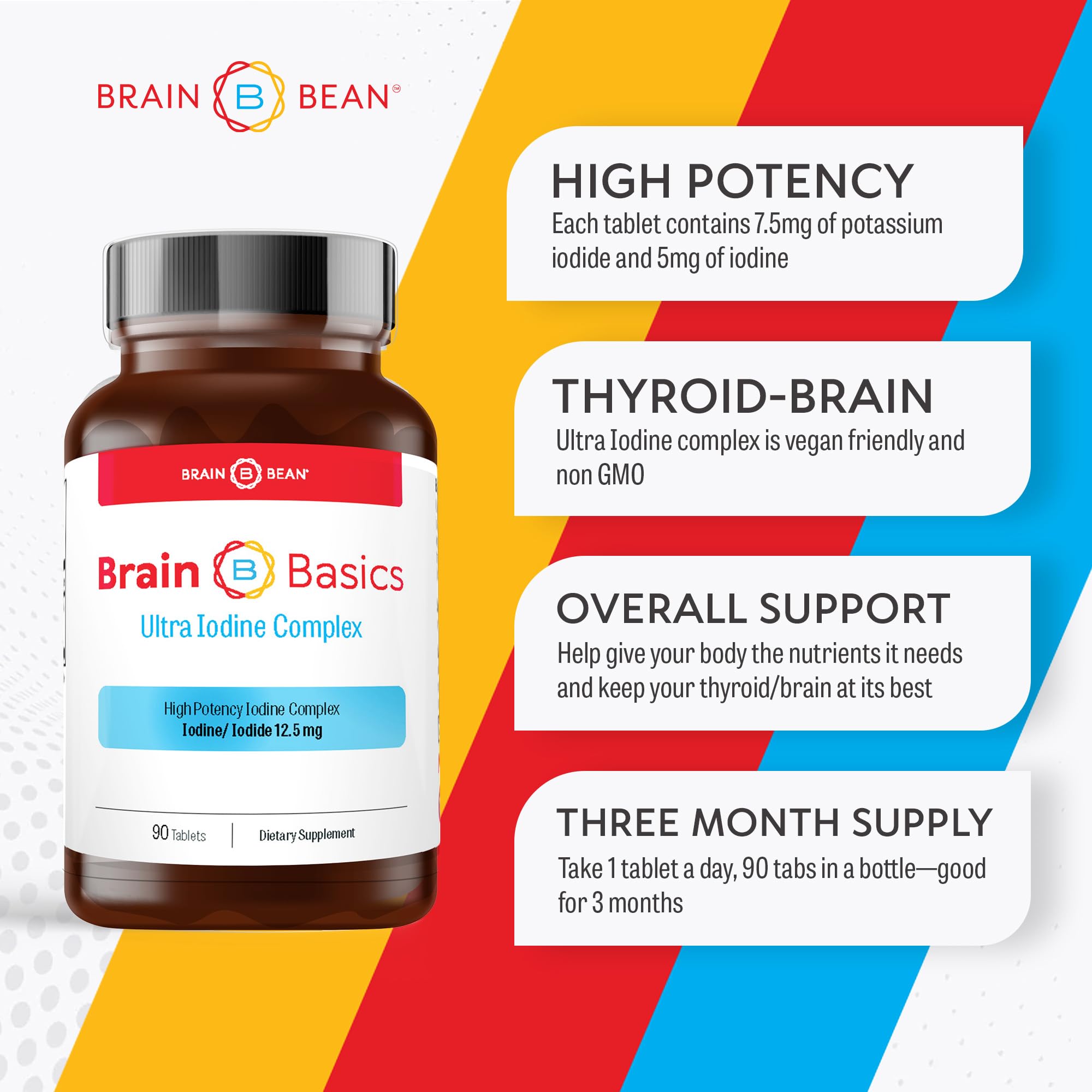 Brain Bean Ultra Iodine Complex 90 Tablets back view