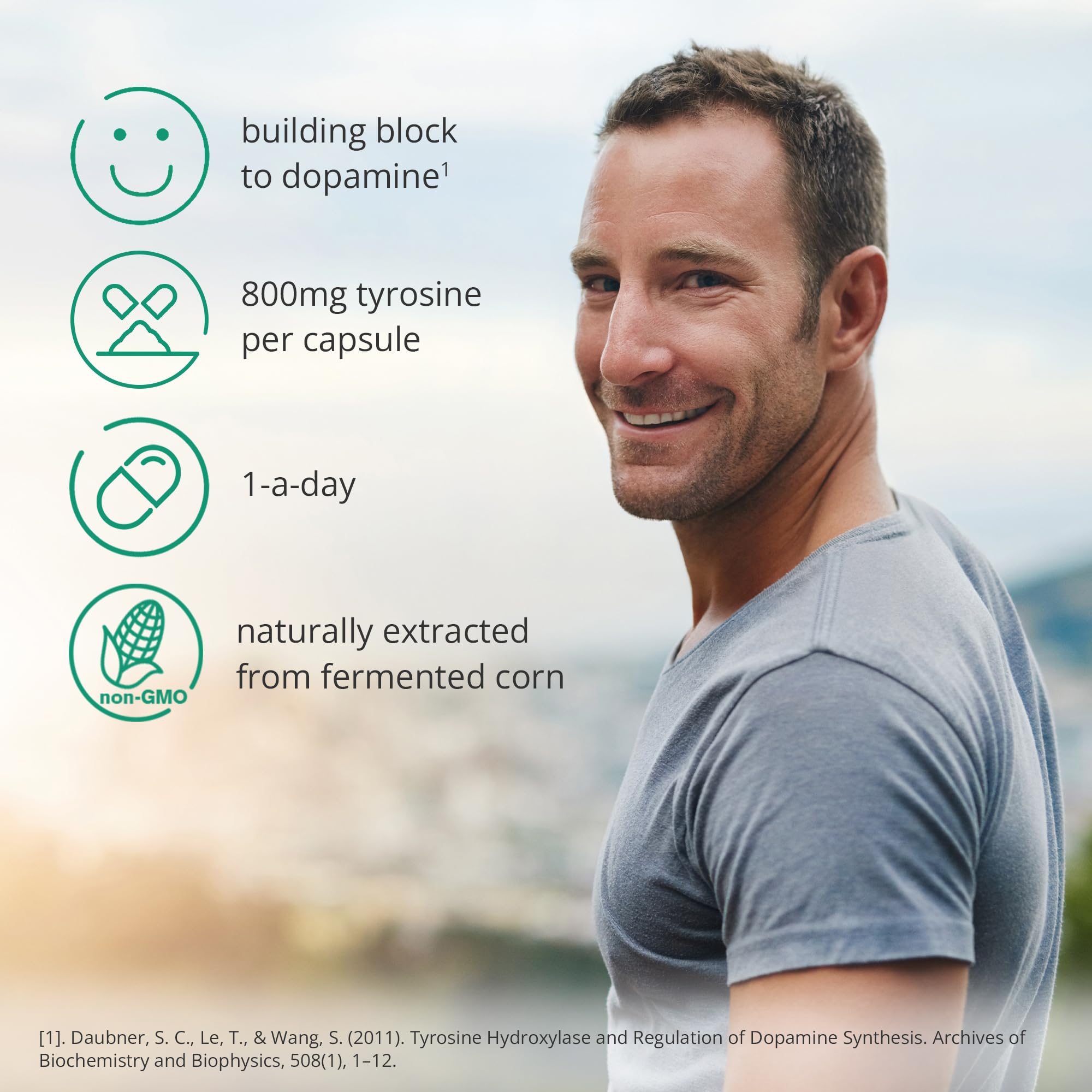 brain feed L-Tyrosine Supplement 800mg capsule side view