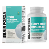 Brain Forza Lion's Mane Mushroom Capsules on a wooden table