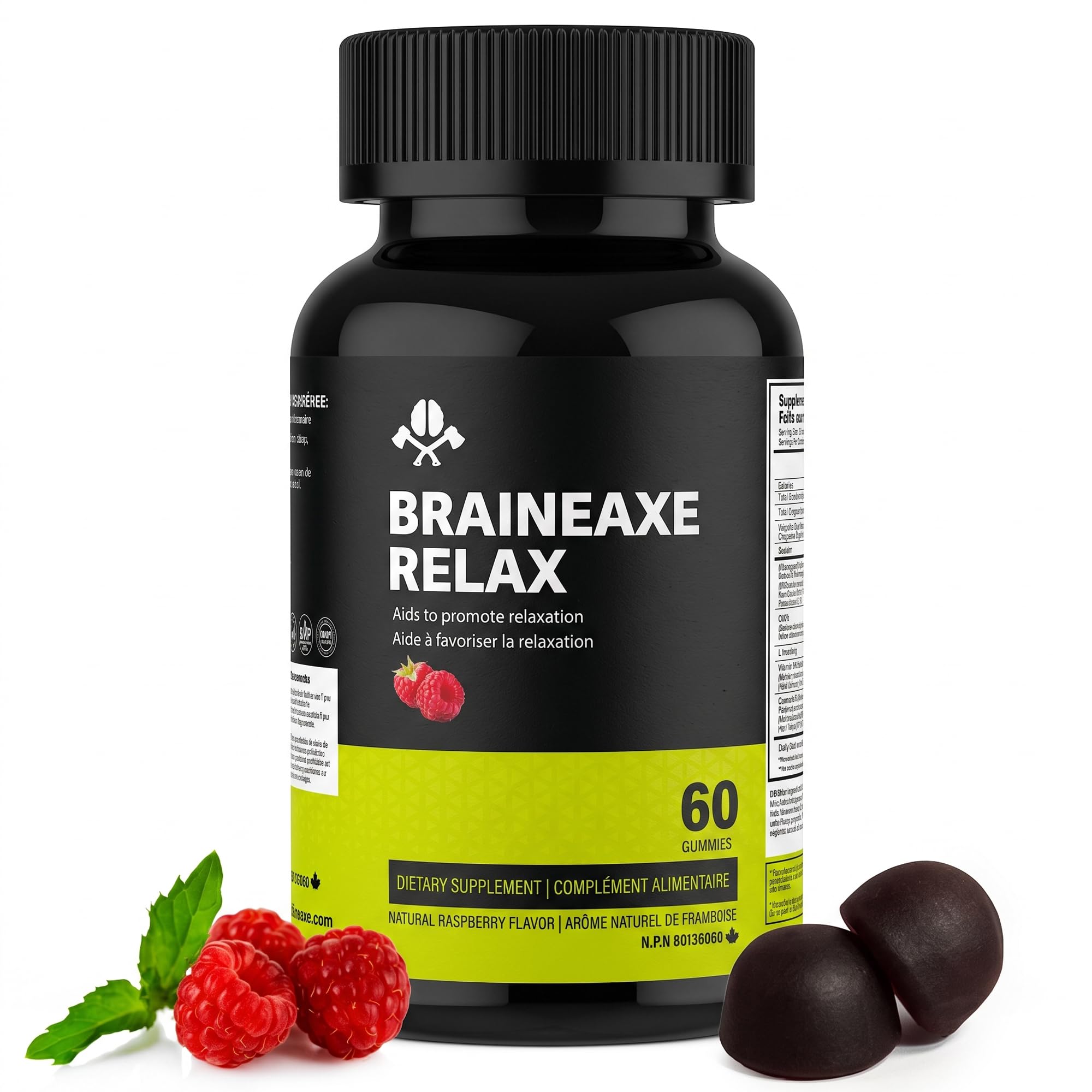 BRAINEAXE daily wellness Gummies side view of the bottle