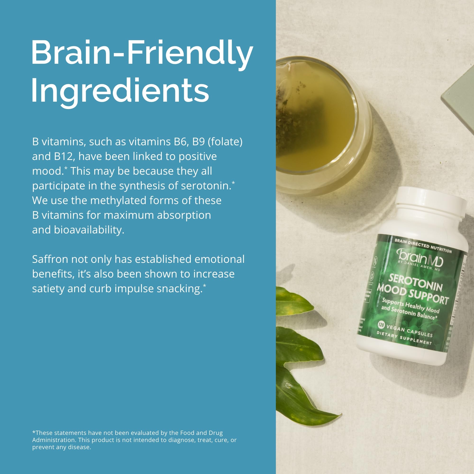 BRAINMD 5-HTP Capsules bottle with dosage information