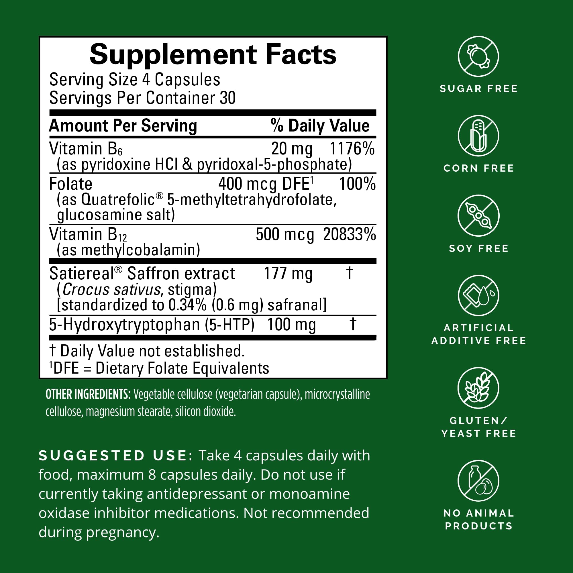 BRAINMD 5-HTP Capsules side view with bottle