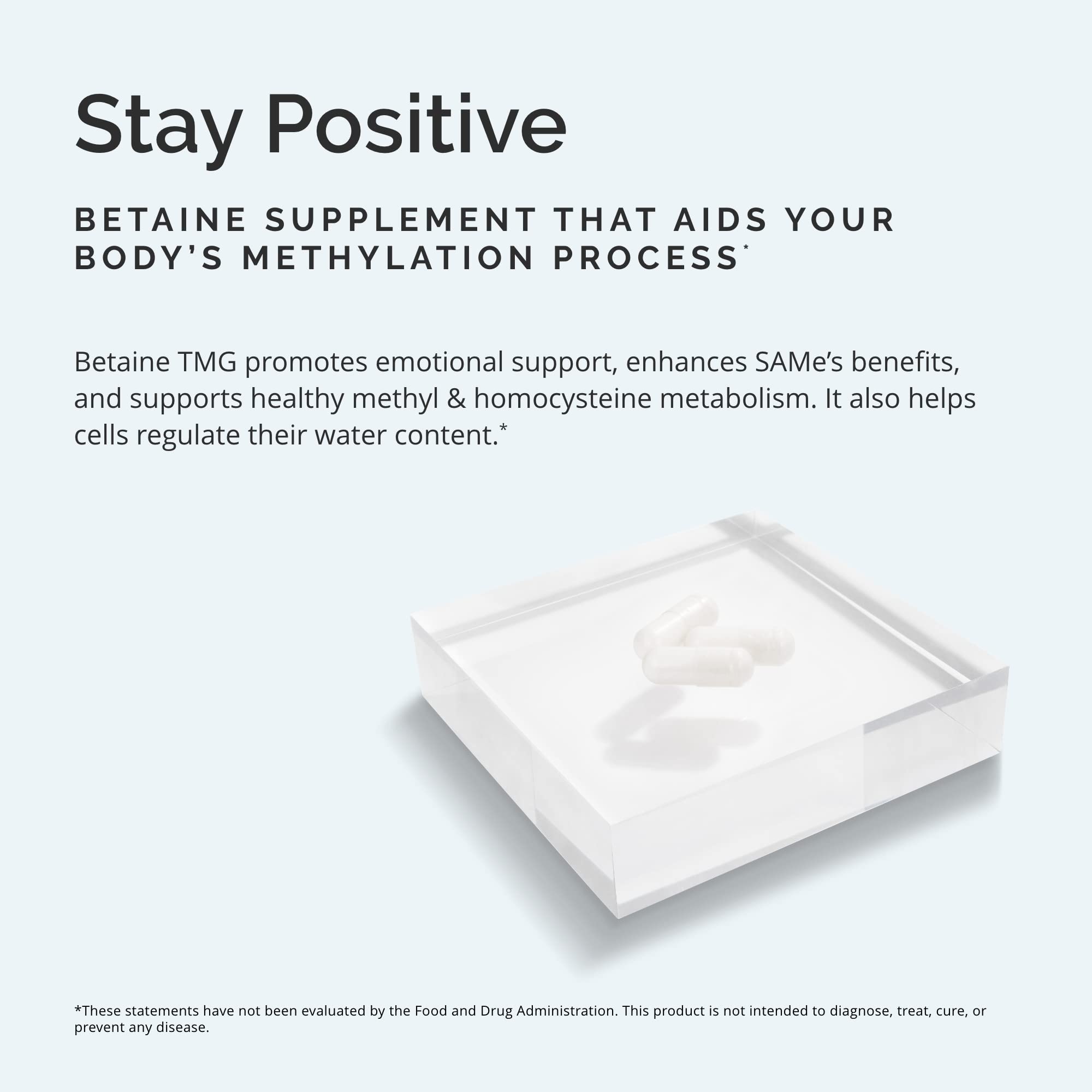 BRAINMD Betaine TMG Supplement 1000mg capsules in a clear container