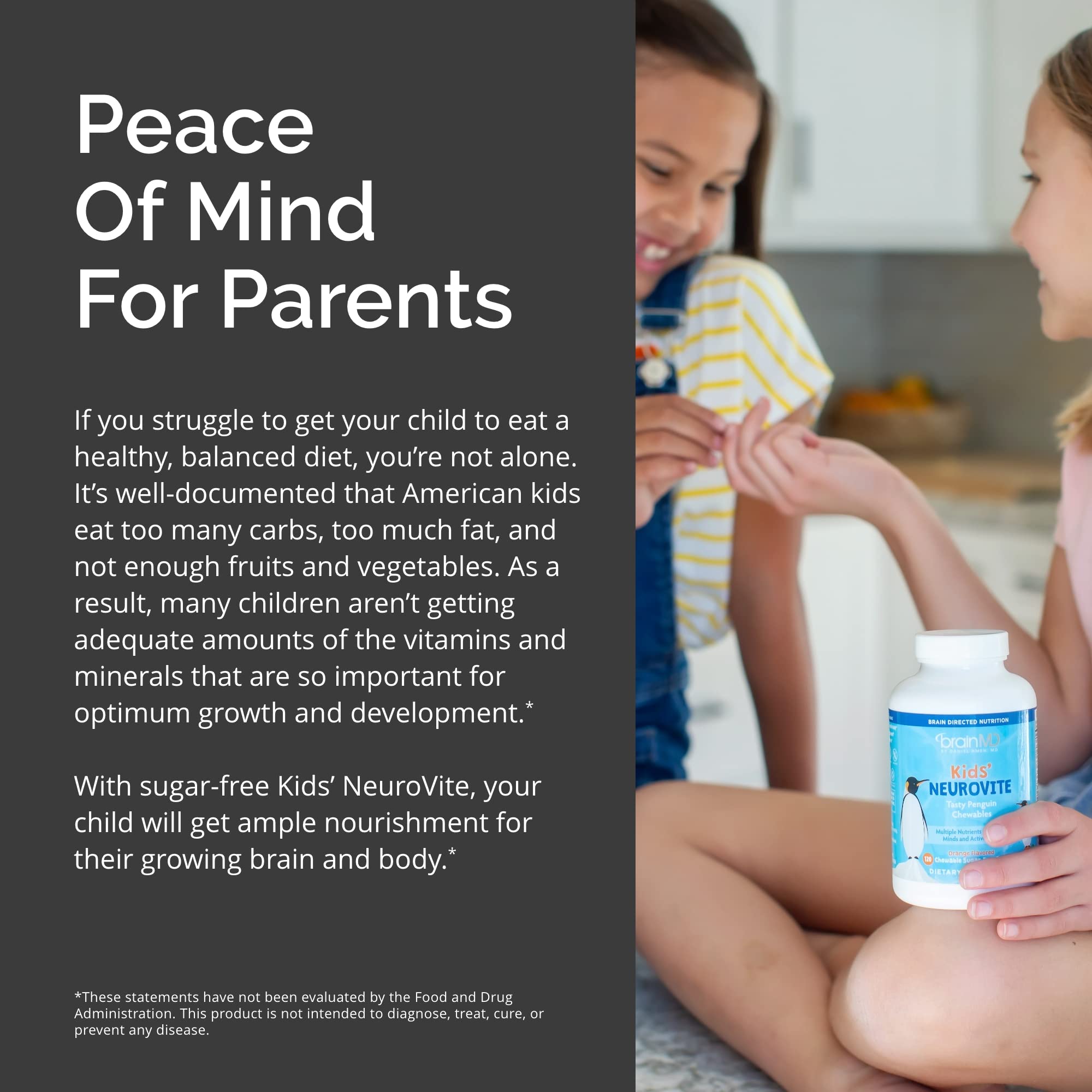 BRAINMD Kids' NeuroVite Chewables side view packaging