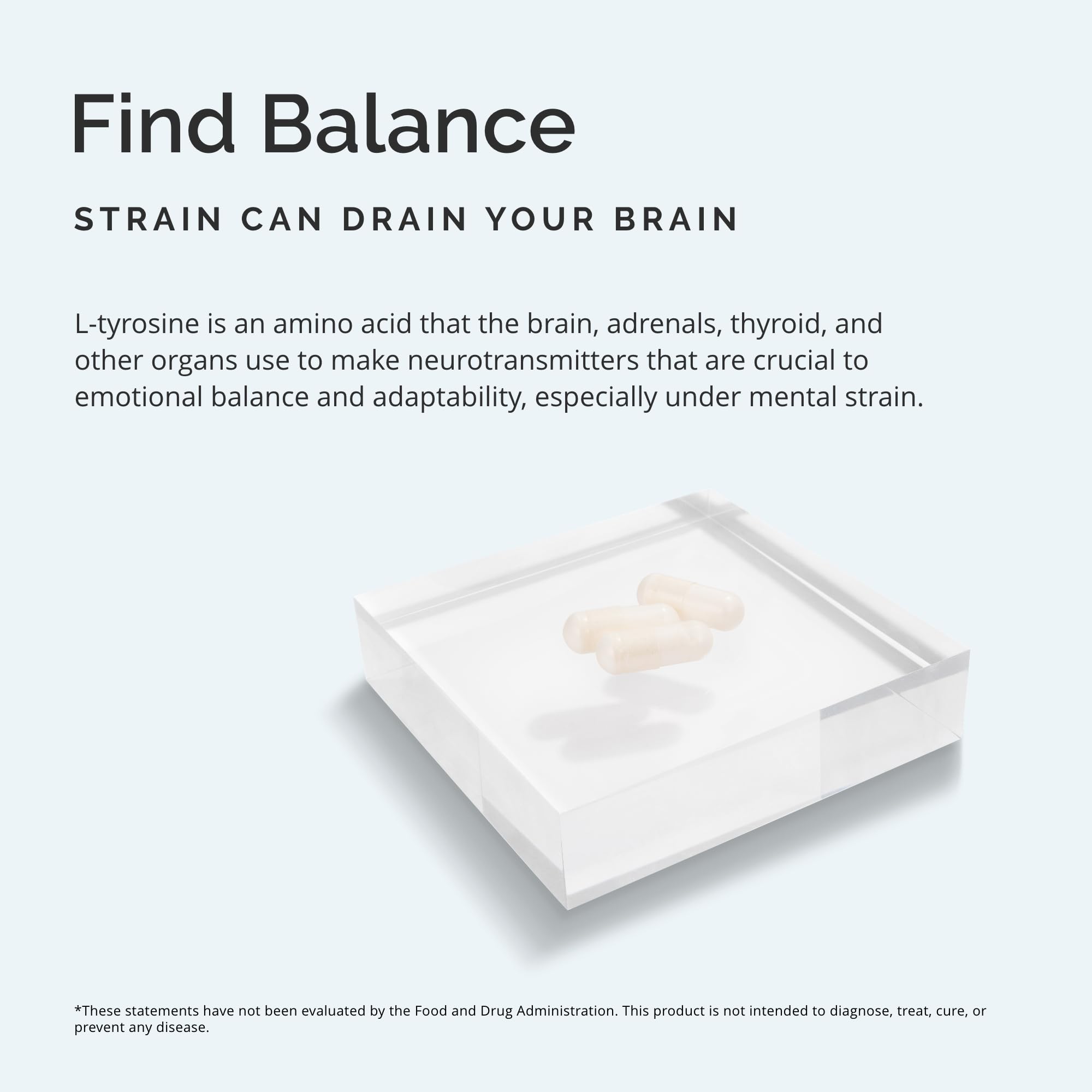 BRAINMD L-Tyrosine Supplement back view showing ingredients