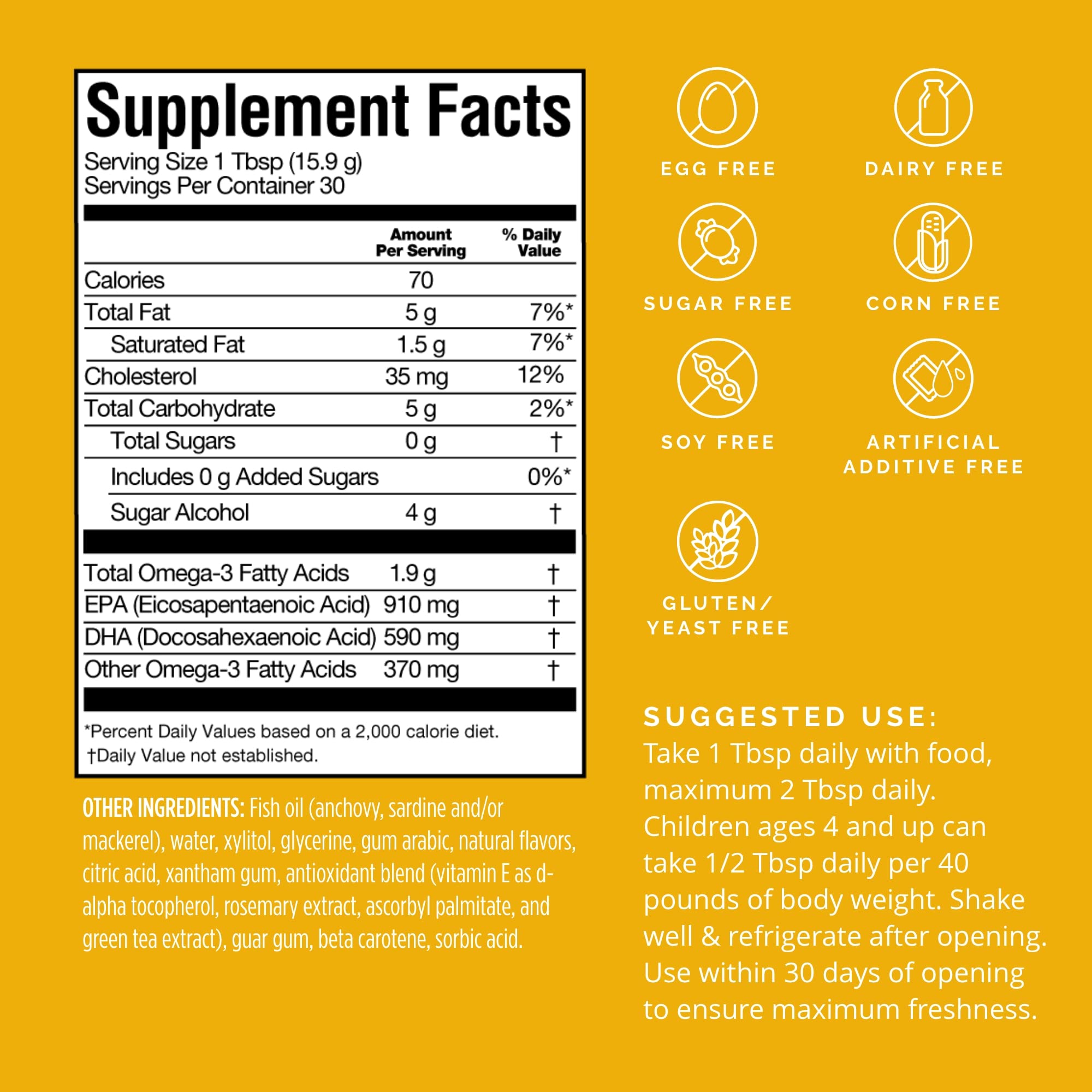 BRAINMD Omega-3 Fish Oil Liquid 540g bottle side view