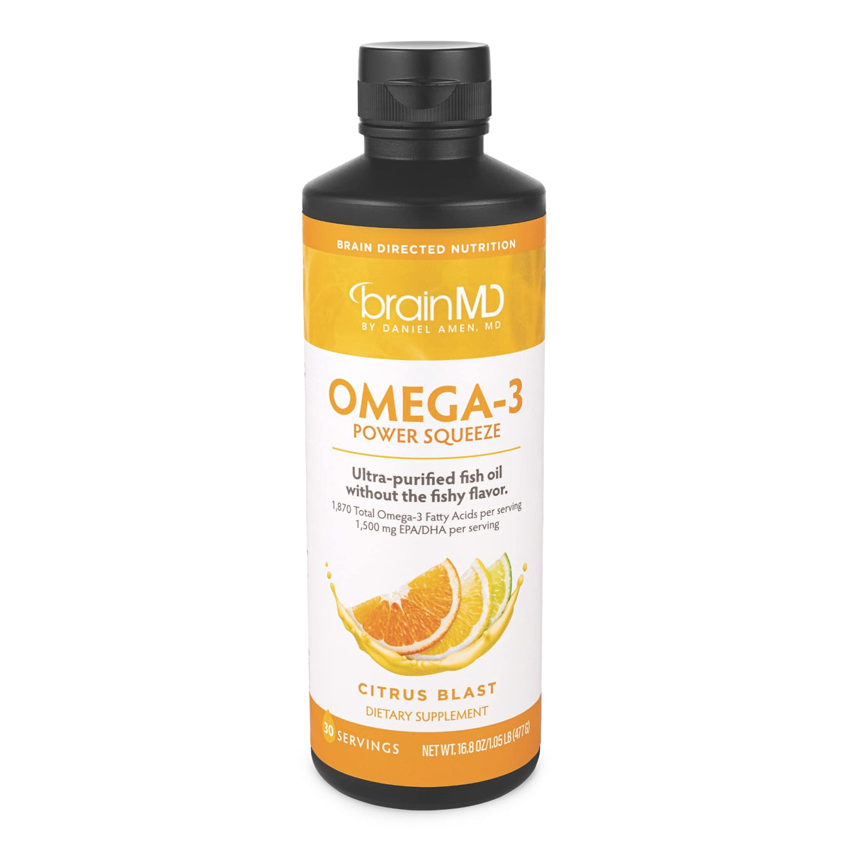 BRAINMD Omega-3 Fish Oil Liquid 540g front view